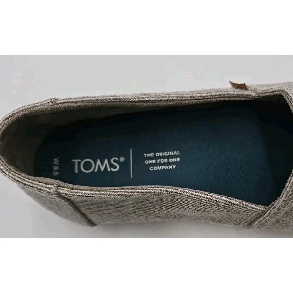 Toms Alpargata Leather Wrap Natural Shimmer‎ Twill Womens 9.5 Beachy